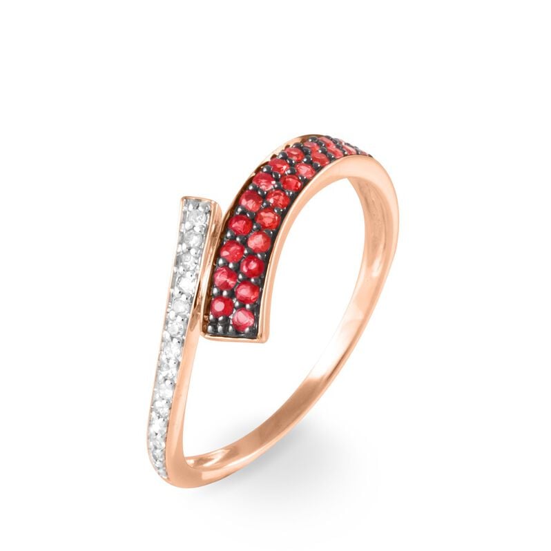 Bague Amelie Or Rose Rubis Et Diamant - Spannringe Damen | OROVIVO
