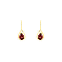 RONJA Damen Ohrringe Lang Gold 333 (8 Karat) Granat Rot Tropfen