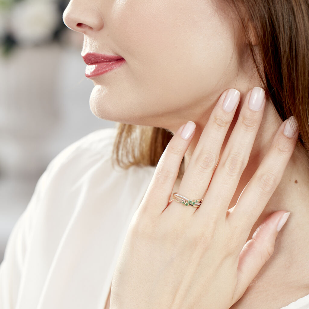 Bague Amarylis Or Jaune Emeraude Diamant - Spannringe Damen | OROVIVO