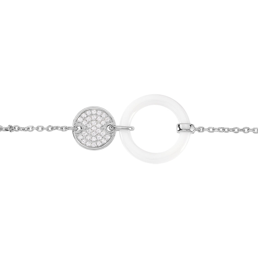 Bracelet Issara Argent Blanc Céramique Et Oxyde De Zirconium - Spannringe Damen | OROVIVO