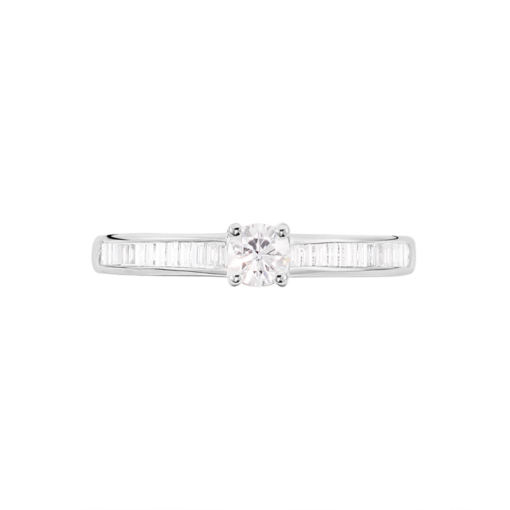 Bague Solitaire Anastasiane Or Blanc Diamant - Spannringe Damen | OROVIVO