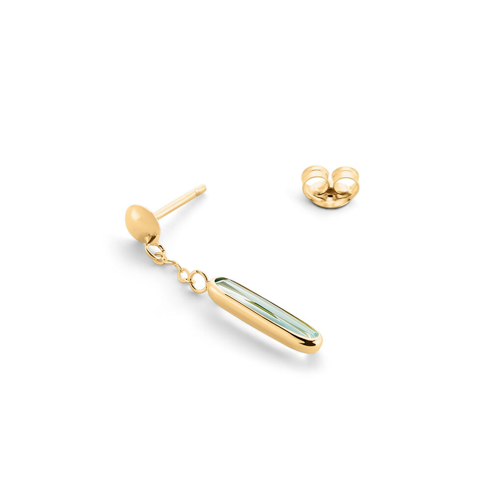 CAROLY Damen Ohrringe Lang Gold 375 (9 Karat) Aventurin Gr&uuml;n 0,1 ct