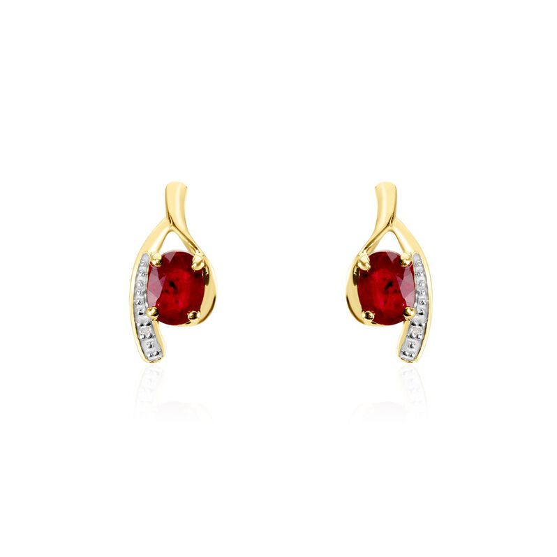 Bijoux D'oreilles Emotion Or Jaune Rubis Diamant - Spannringe Damen | OROVIVO