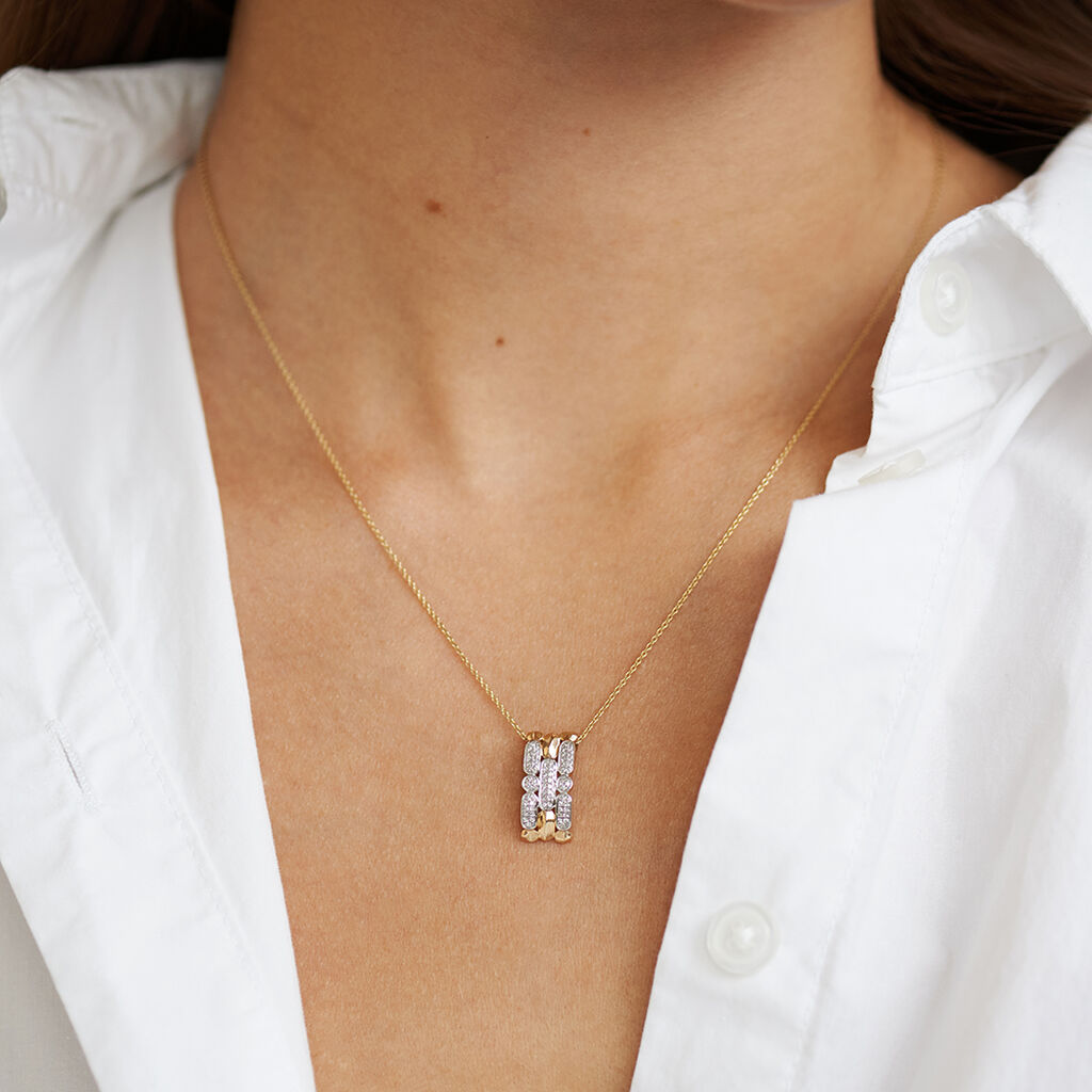 Damen Collier Gold 375 Diamant 0,14ct Barren Etta - Halsketten Damen | OROVIVO