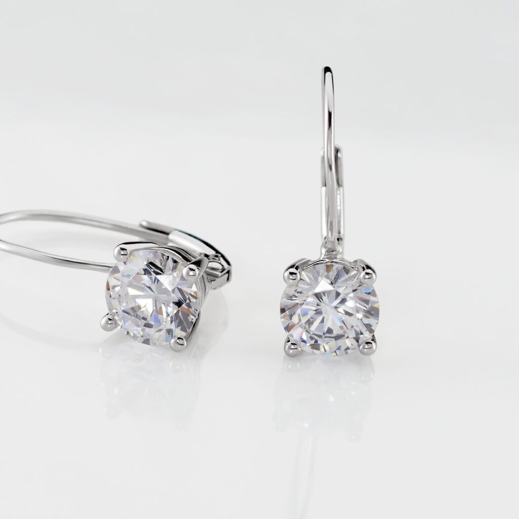 Damen Ohrringe Lang Silber 925 Zirkonia Wei&szlig; 3,85 ct