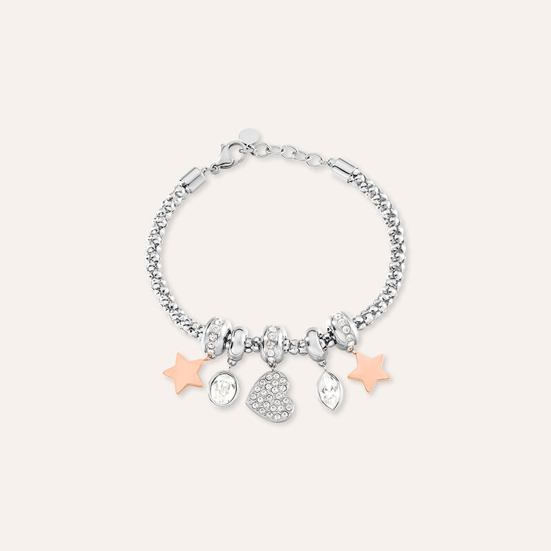 Bracciale Sunrise Acciaio Bicolore Bianco / Rosa Cristallo - Spannringe Damen | OROVIVO