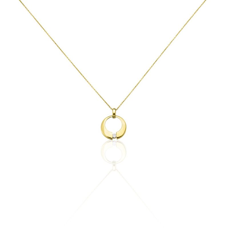 Valencia Damen Collier Gold 375 (9 Karat) Diamant Wei&szlig; 0,08 ct Kreis - Halsketten Damen | OROVIVO