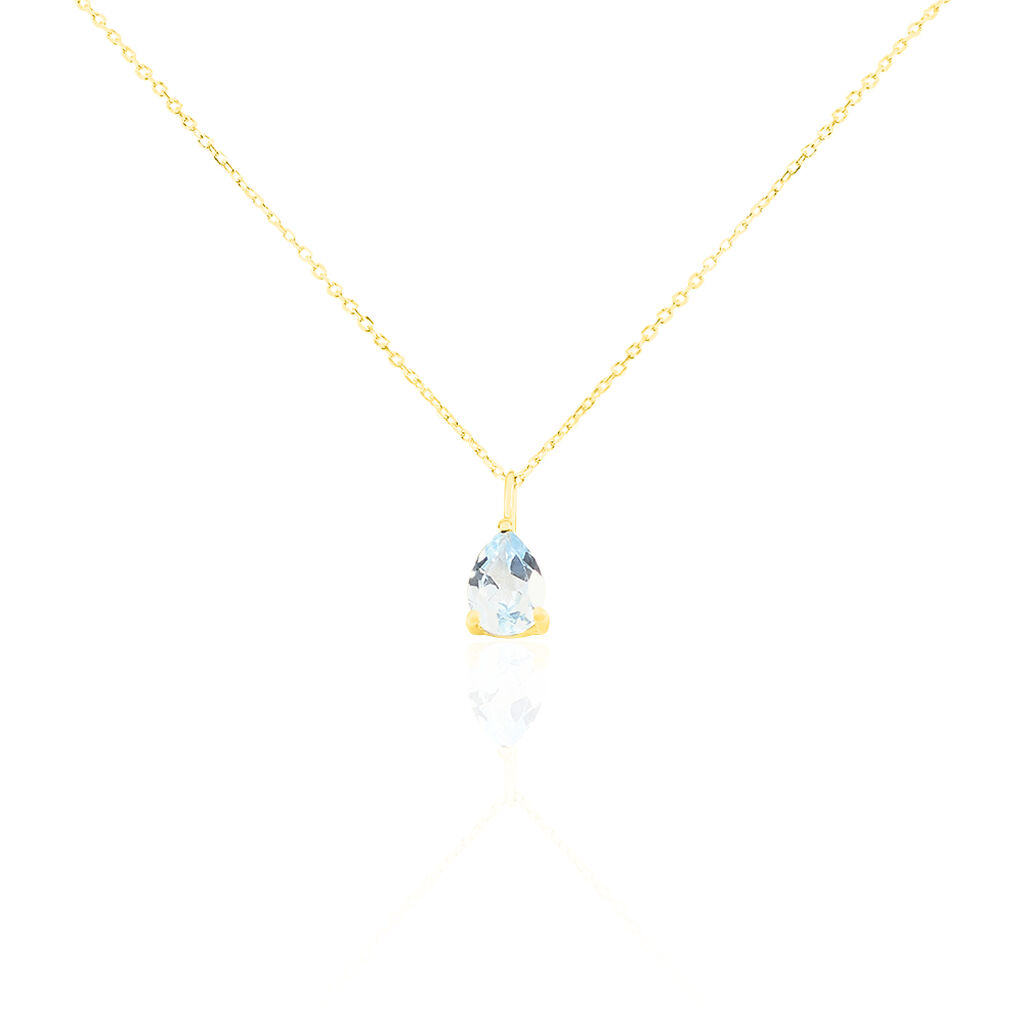 Damen Collier Gold 375 Topas Blau 0,76ct Tropfen Goutte - Halsketten Damen | OROVIVO