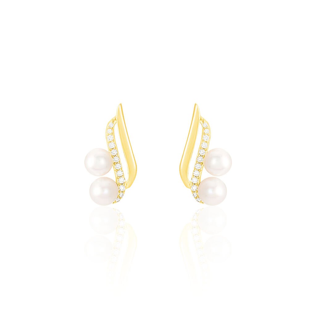 Ohrstecker Gold 375 Zuchtperle Zirkonia Loeva, Ohrstecker mit Stein