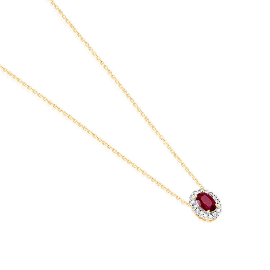 EDELGARD Damen Collier Gold 585 (14 Karat) Rubin Rot 0,55 ct Oval B 4 mm, Collier mit Stein