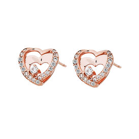 Damen Ohrstecker Silber 925 Rosé Vergoldet Herz - Ohrstecker Damen | OROVIVO