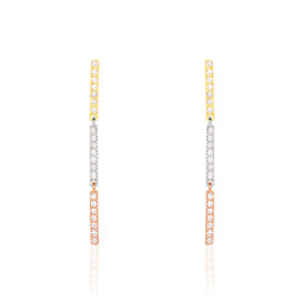 Damen Ohrstecker Lang Gold 375 Tricolor Diamanten - Ohrstecker lang Damen | OROVIVO