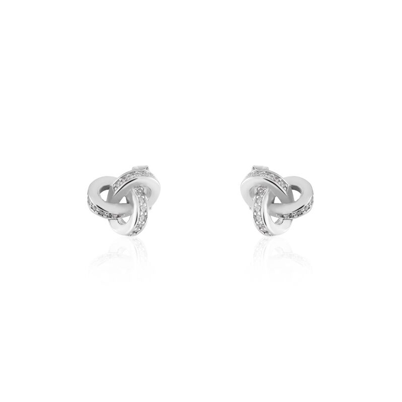 ALBANNE KNOTEN 3 Damen Ohrstecker Silber 925 Zirkonia Wei&szlig; 0,08 ct - Ohrstecker Damen | OROVIVO