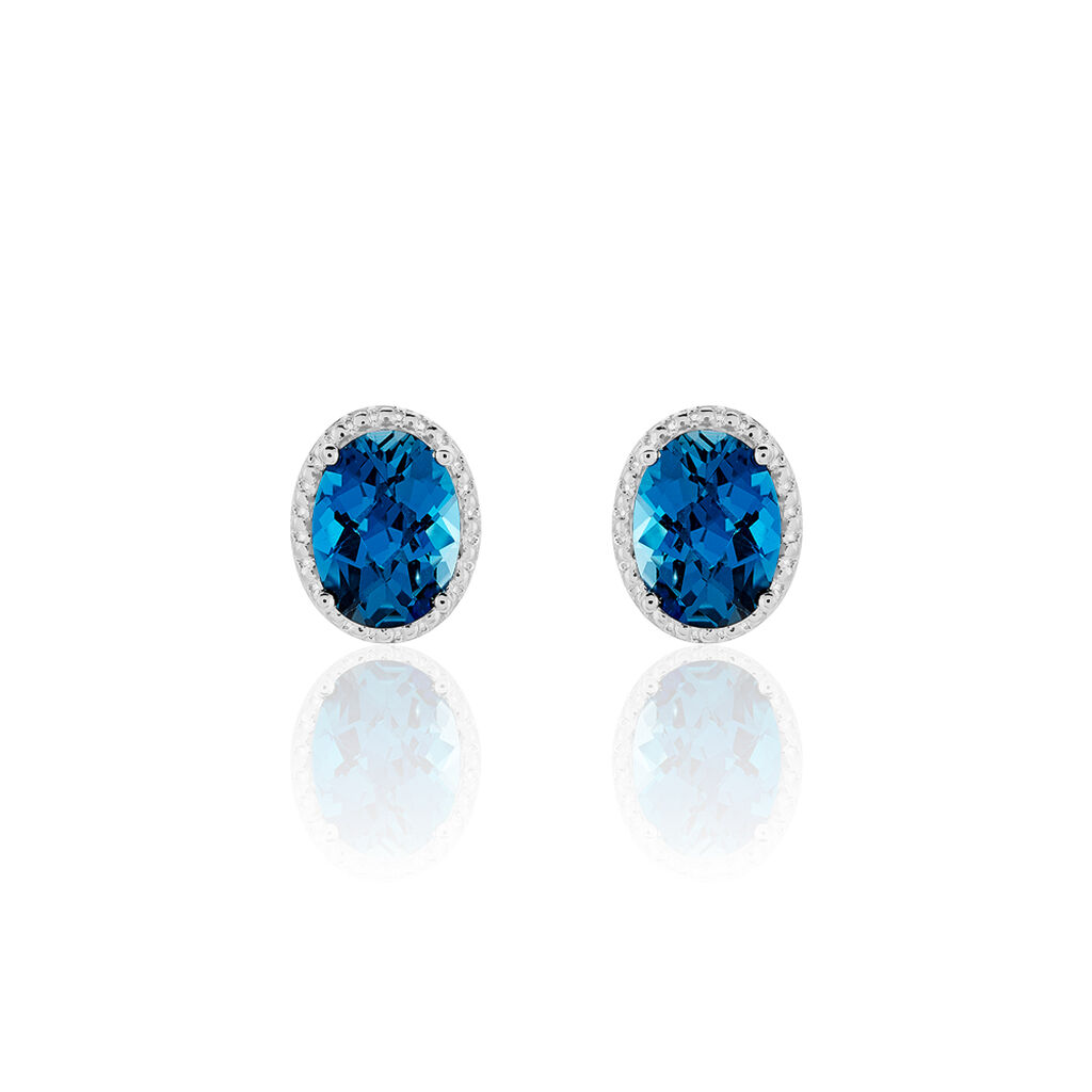 Damen Ohrstecker Weißgold 375 Topas Blau 1,28ct Oval Paga  - Ohrstecker Damen | OROVIVO