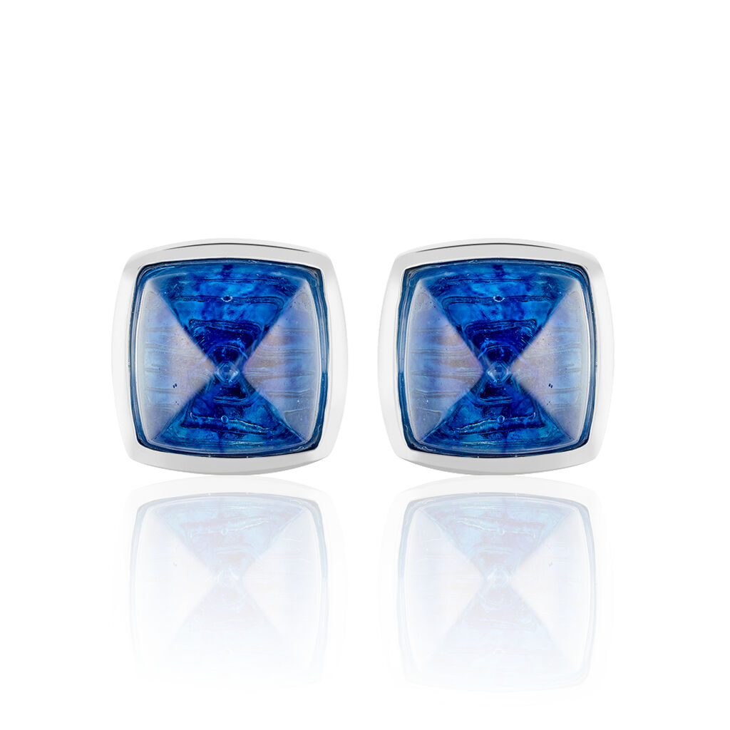 Damen Ohrstecker Silber 925 Blaues Glas Pyramid - Ohrstecker Damen | OROVIVO