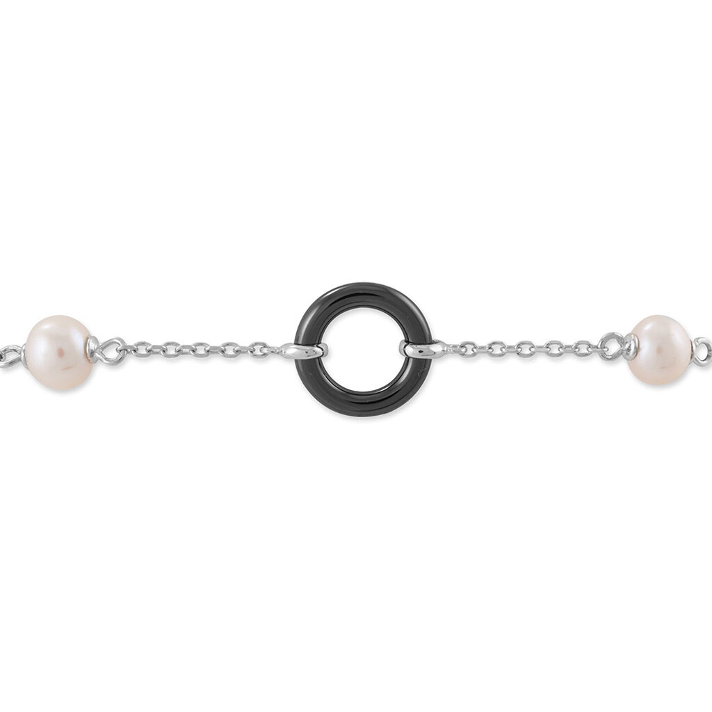 Bracelet Argent Blanc Céramique Et Perle De Culture - Spannringe Damen | OROVIVO