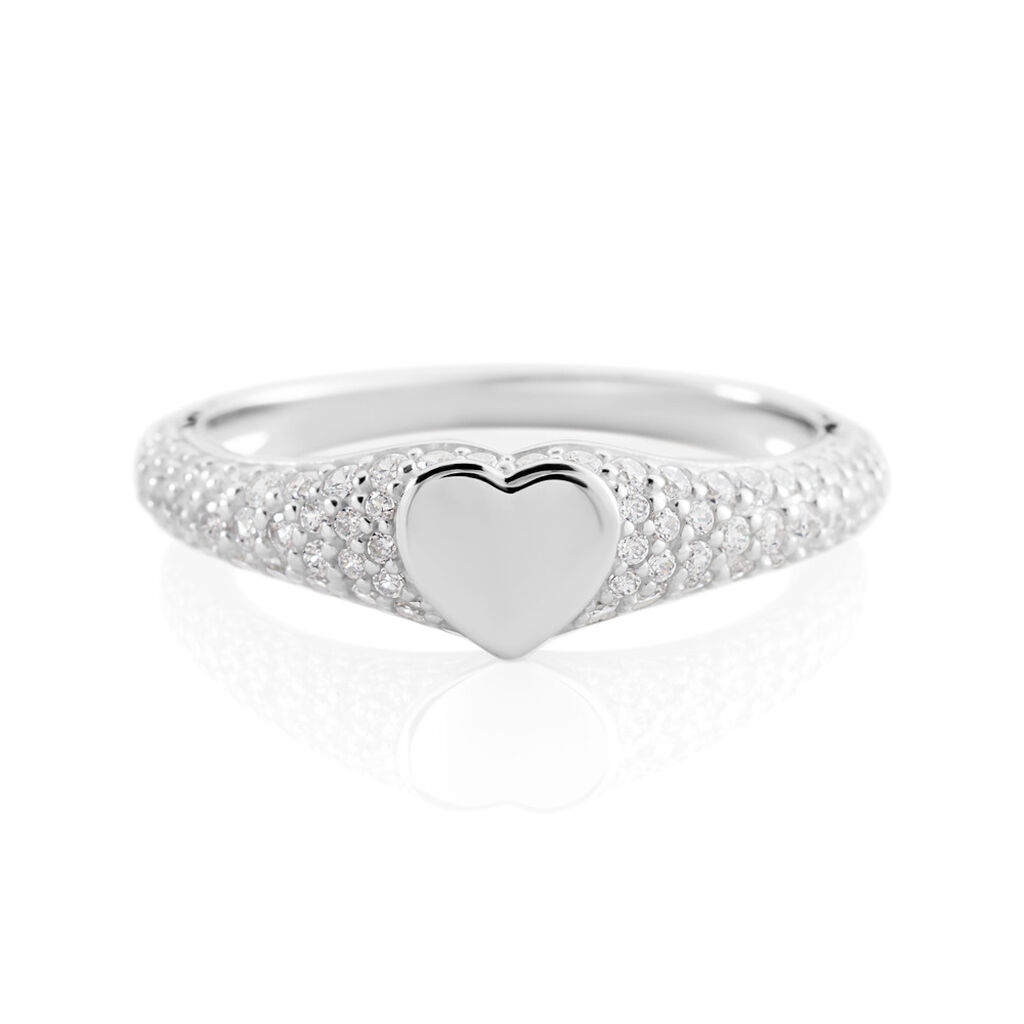 NOOR Damen Ring Silber 925 Zirkonia Weiß 0,14 ct Herz, Ring mit Stein