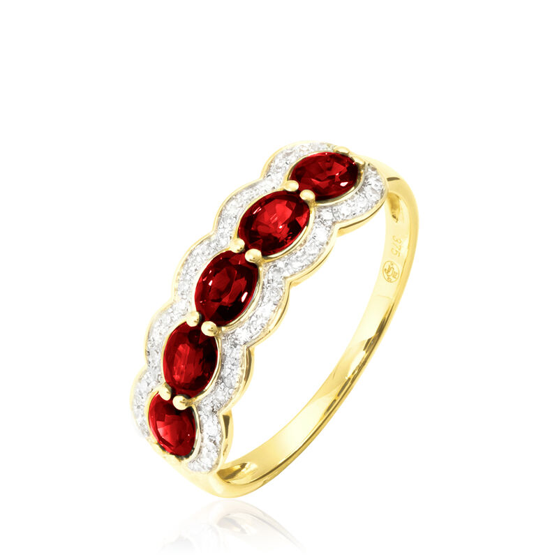 Bague Margaux Or Jaune Grenat Et Diamant - Spannringe Damen | OROVIVO