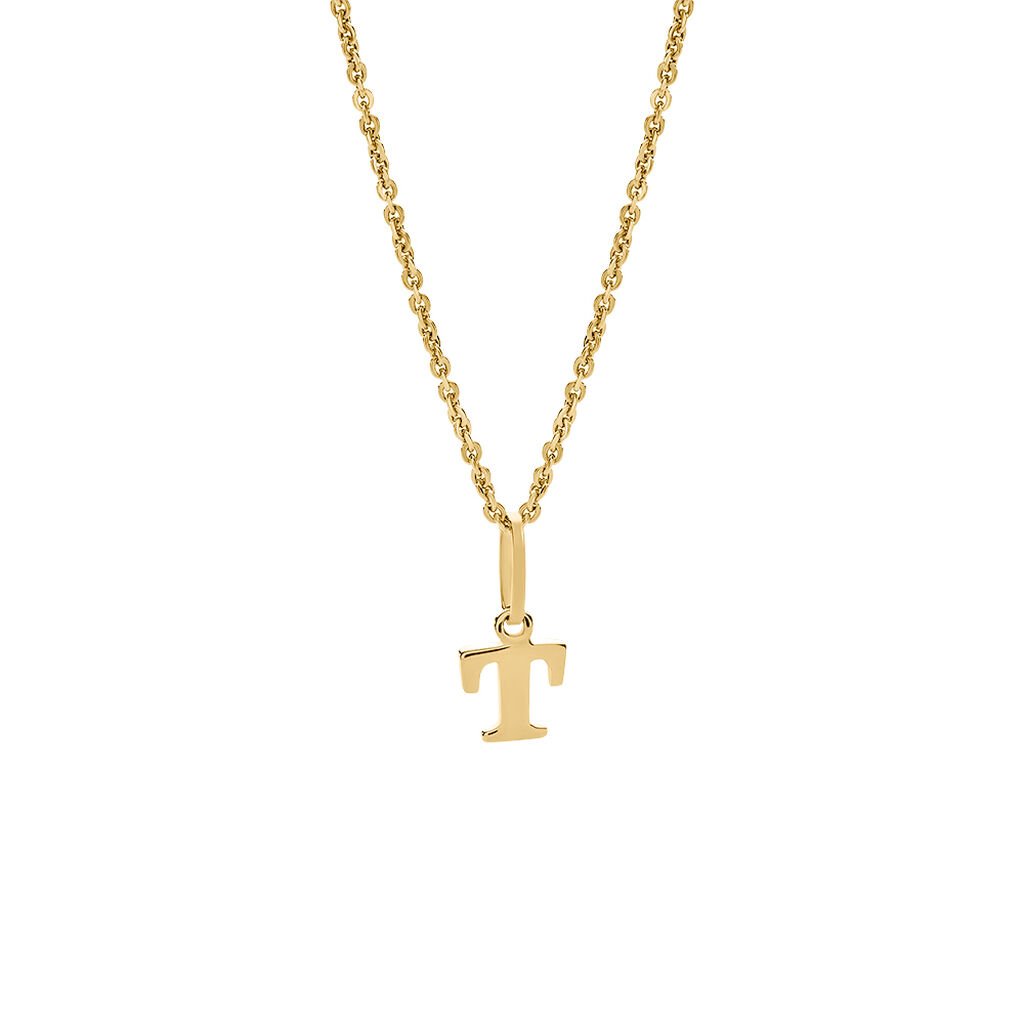 ALPHABET Unisex Anh&auml;nger Gold 375 (9 Karat) Buchstabe T