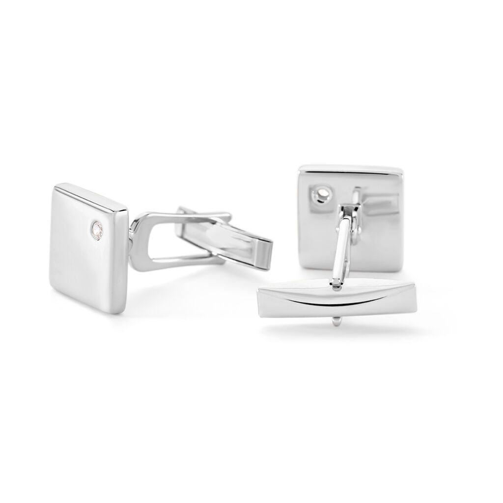 Herren Manschettenkn&ouml;pfe Silber 925 Rund Wei&szlig; Geometrisch Liam 0,3cm