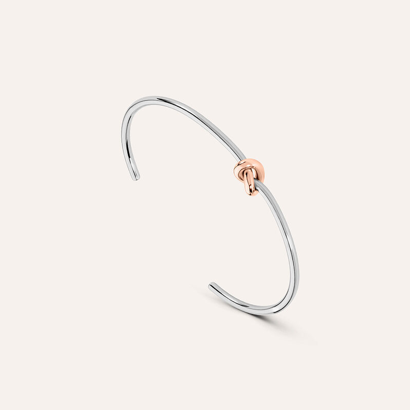Bangle Sunrise Acciaio Bicolore Bianco / Rosa - Spannringe Damen | OROVIVO