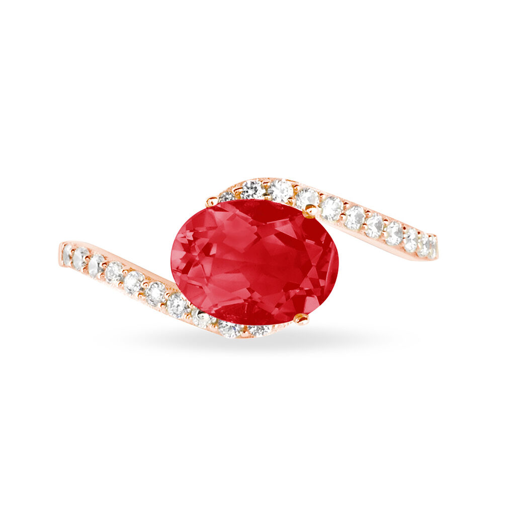 Bague Loriane Or Rose Rubis Et Diamant - Spannringe Damen | OROVIVO