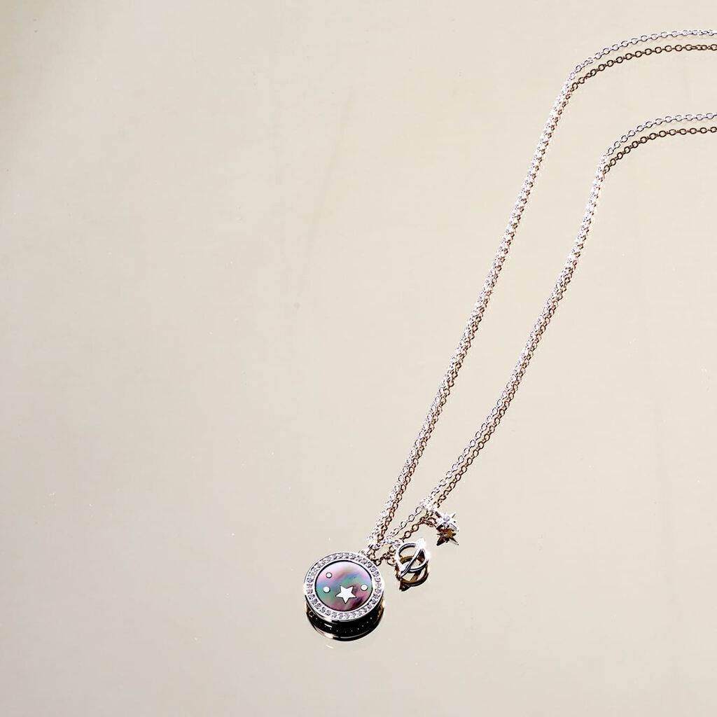 NEDELINA Damen Collier Silber 925 Perlmutt Schwarzer Perlmutt Stern