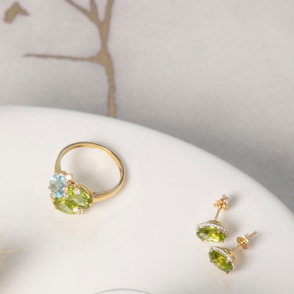 Damen Ohrstecker Gold 375 Peridot Grün 1,28ct Oval Naga  - Ohrstecker Damen | OROVIVO