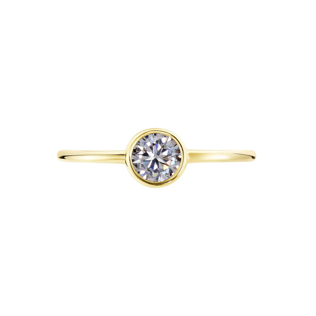 MALENA Damen Ring Vergoldet 750 Zirkonia Wei&szlig; 0,18 ct B 6 mm