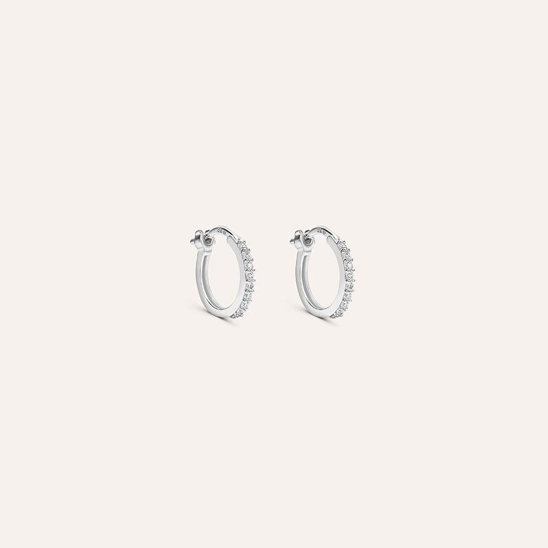 Orecchini A Cerchio Toujours Oro Bianco Cubic Zirconia - Spannringe Damen | OROVIVO