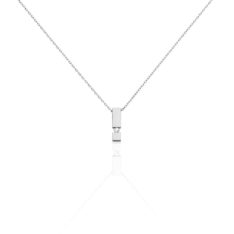 Damen Collier Weißgold 375 Diamant 0,04ct Barren Granada - Halsketten Damen | OROVIVO