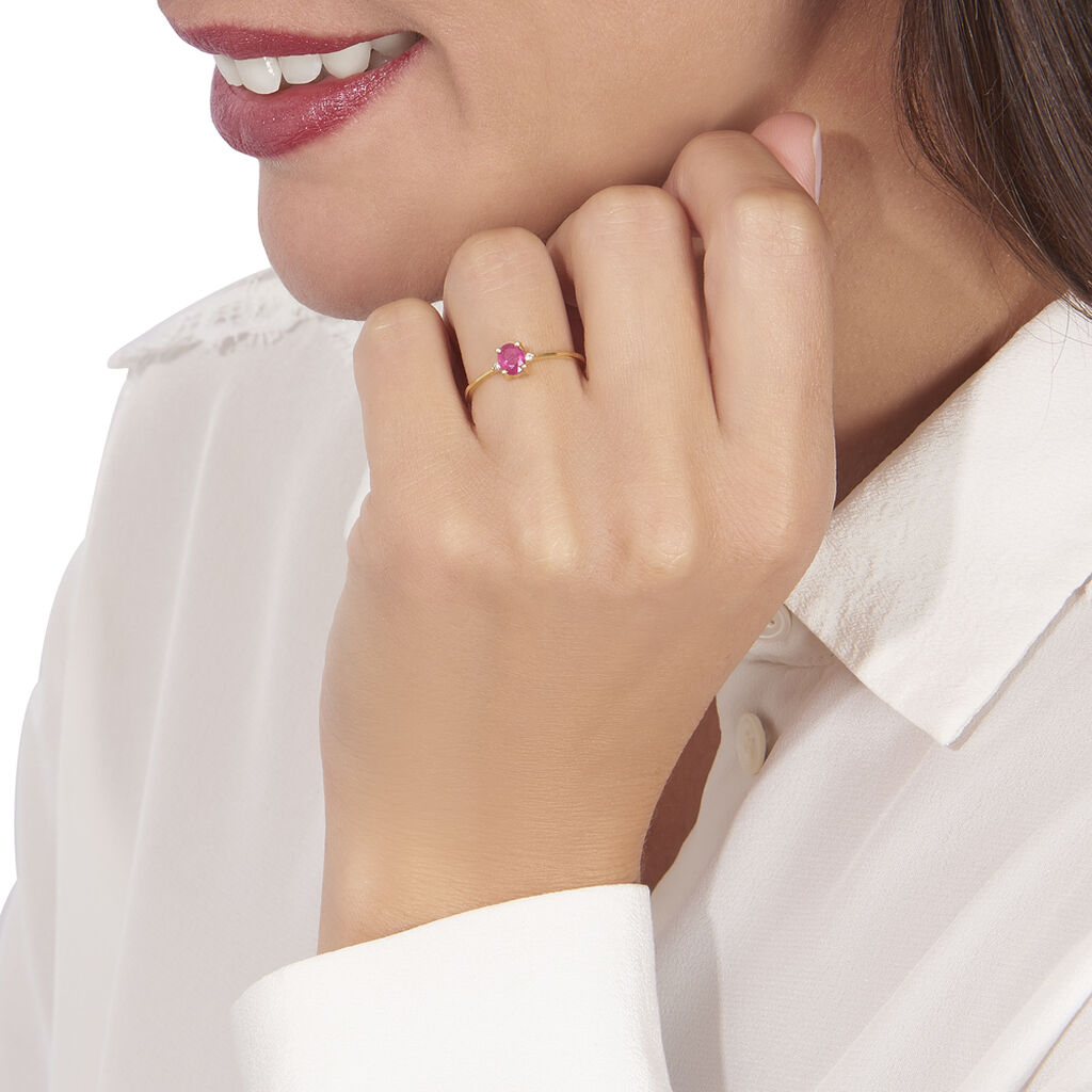 Bague Or Jaune Janah Rubis Et Diamants - Spannringe Damen | OROVIVO
