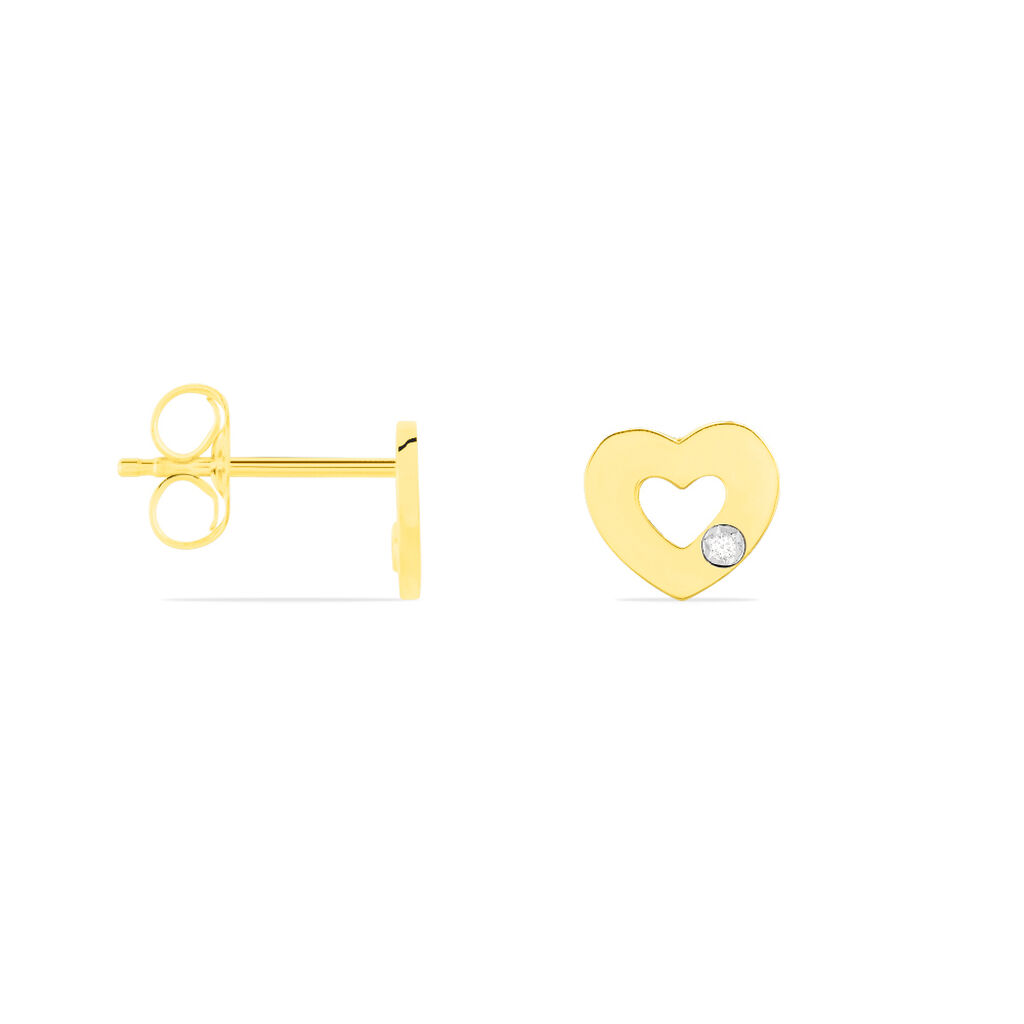 Damen Ohrstecker Gold 375 Diamant 0,01ct Flügel Kleeblatt Herz Fala 7,00mm  - Ohrstecker Damen | OROVIVO