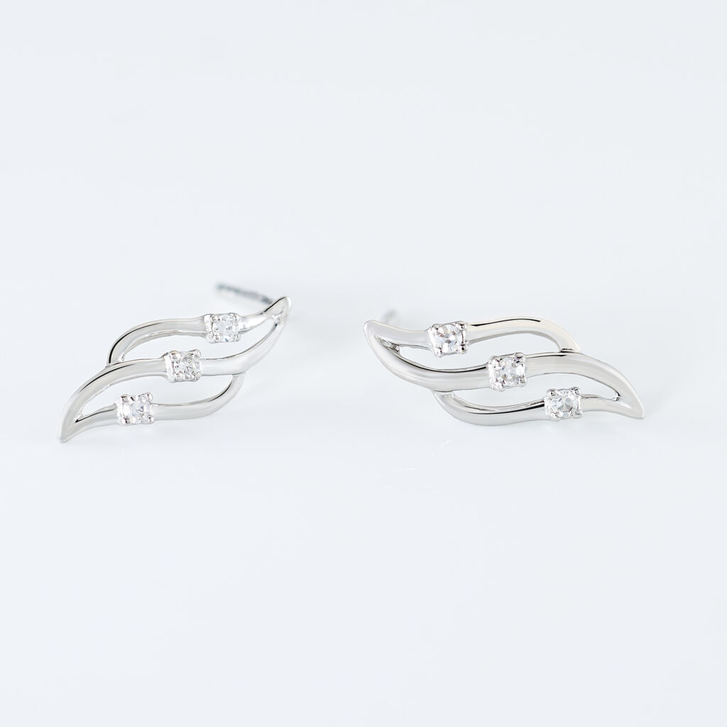 Boucles D'oreilles Puces Marnie Or Blanc Diamant - Spannringe Damen | OROVIVO