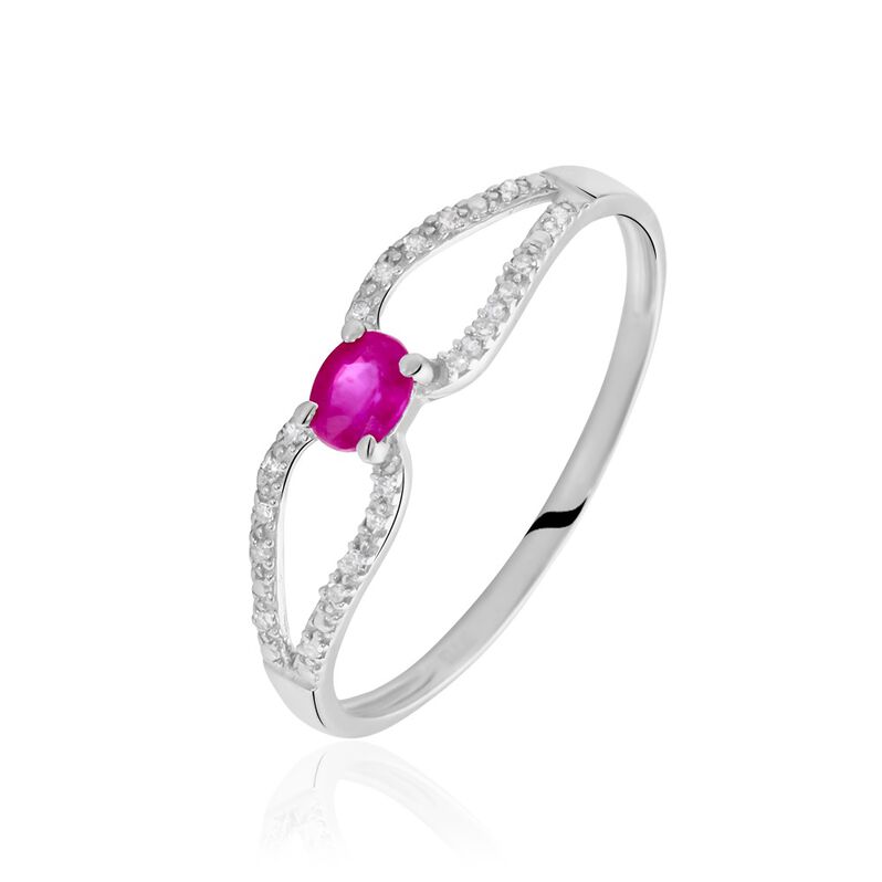 Bague Orlana Or Blanc Diamant Et Rubis - Spannringe Damen | OROVIVO