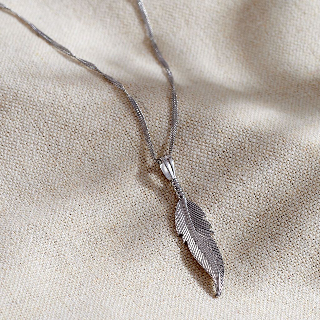 NJOLA 2 Damen Anh&auml;nger Silber 925 Feder