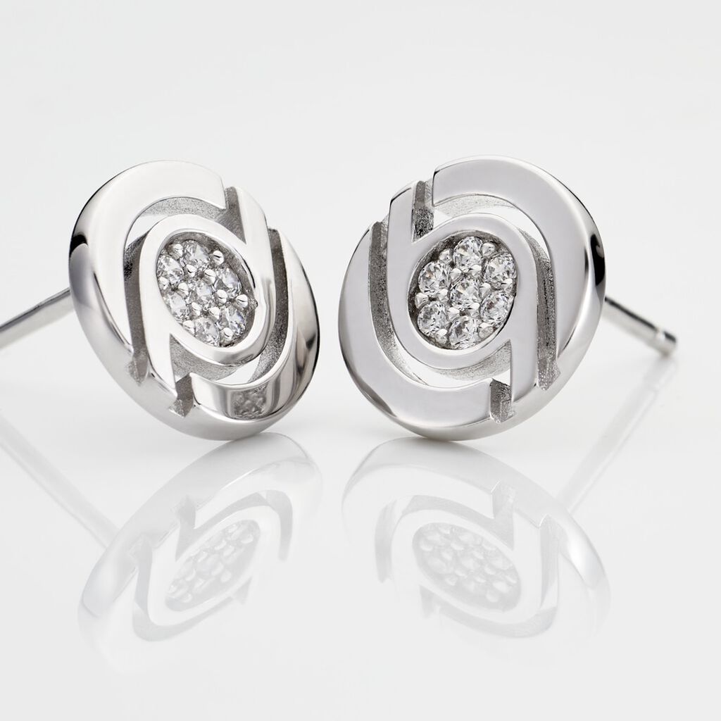 Damen Ohrstecker Silber 925 Zirkonia Kreis   - Ohrstecker Damen | OROVIVO