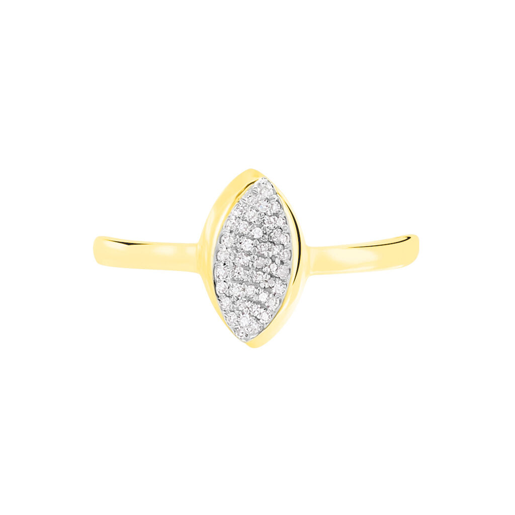 NEOLLE Damen Ring Gold 375 (9 Karat) Diamant Wei&szlig; 0,11 ct Mandel