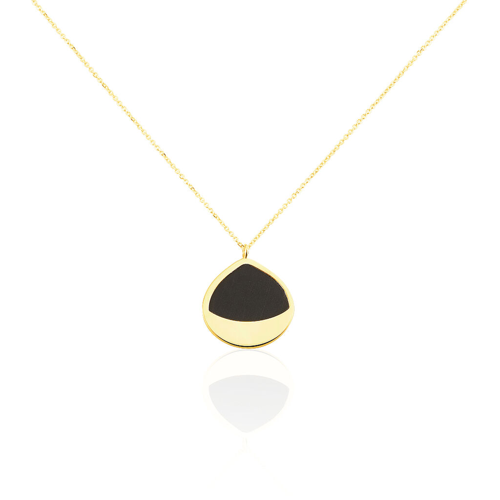 IAKKA Damen Collier Gold 375 (9 Karat) Onyx Schwarz Kreis