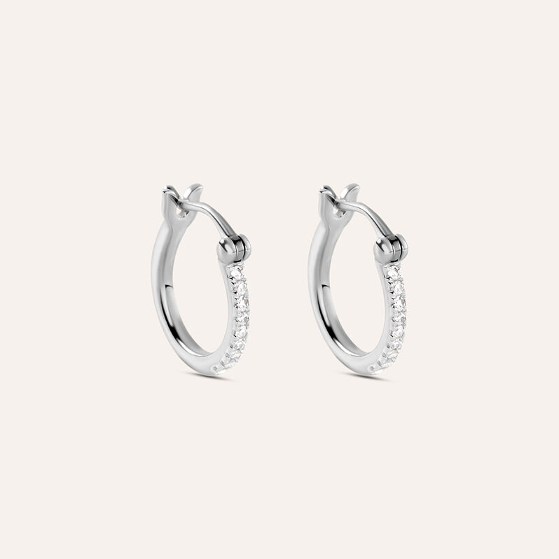 Orecchini A Cerchio Grace Oro Bianco Diamante - Spannringe Damen | OROVIVO