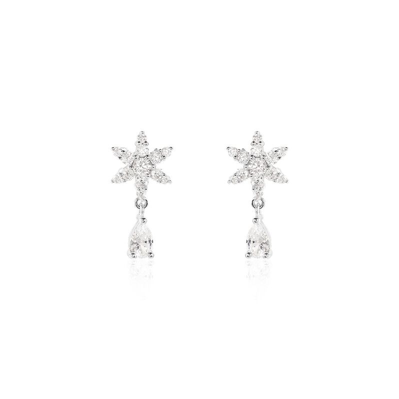 Boucles D'oreilles Pendantes Linas Argent Weiss Oxyde De Zirconium - Spannringe Damen | OROVIVO