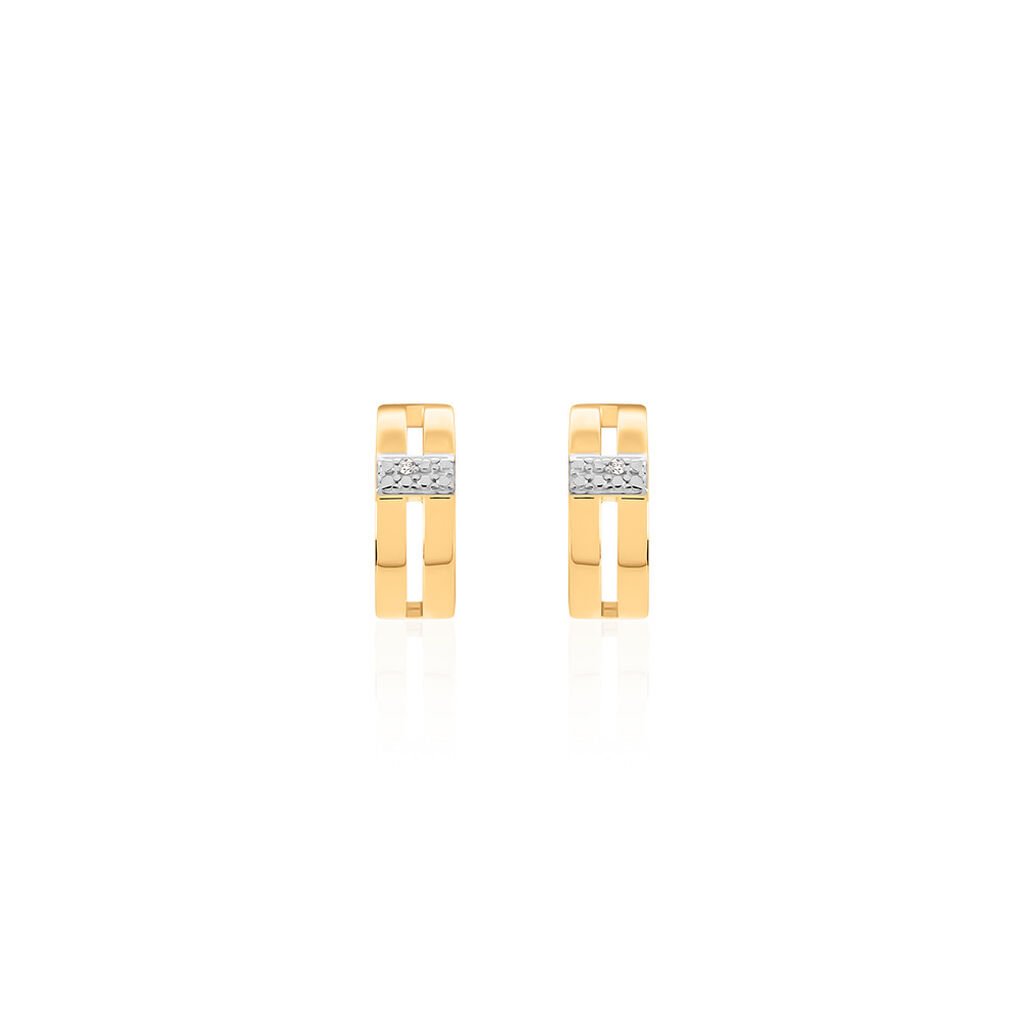MINELLE Damen Ohrstecker Gold 375 (9 Karat) Diamant Weiß 0,01 ct, Ohrstecker mit Stein