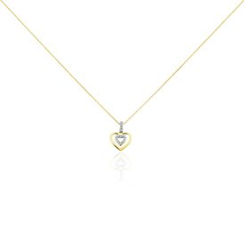 Damen Halskette Gold 375 Diamanten 0.026ct Doppelherz  - Herzketten Damen | OROVIVO