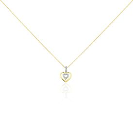 Damen Halskette Gold 375 Diamanten 0.026ct Doppelherz  - Herzketten Damen | OROVIVO