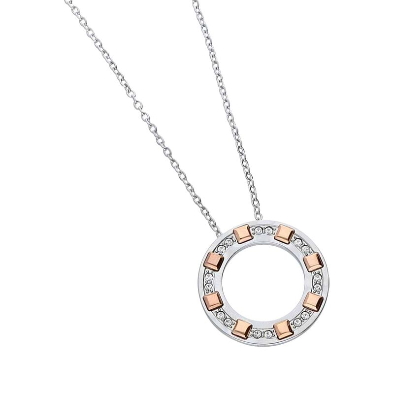 Girocollo in acciaio e strass con dettagli oro rosa - Spannringe Damen | OROVIVO