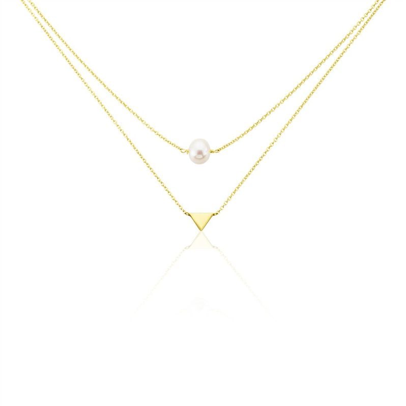 RADINA Damen Collier Silber vergoldet 925 Zuchtperle Wei&szlig; Dreieck - Halsketten Damen | OROVIVO