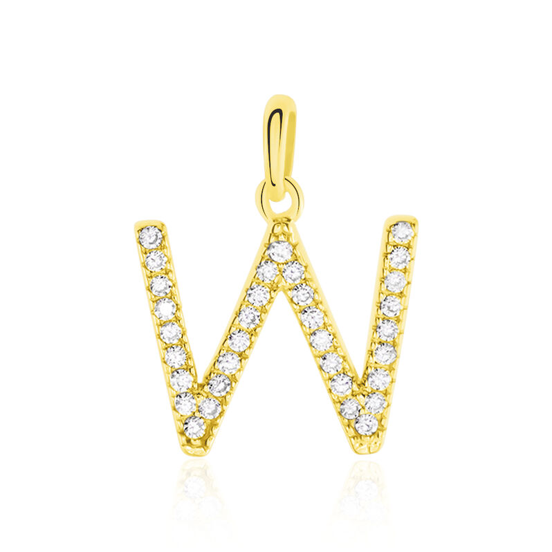 Anhänger Gold 375 Zirkonia Buchstabe W - Schmuckanhänger Familie | OROVIVO