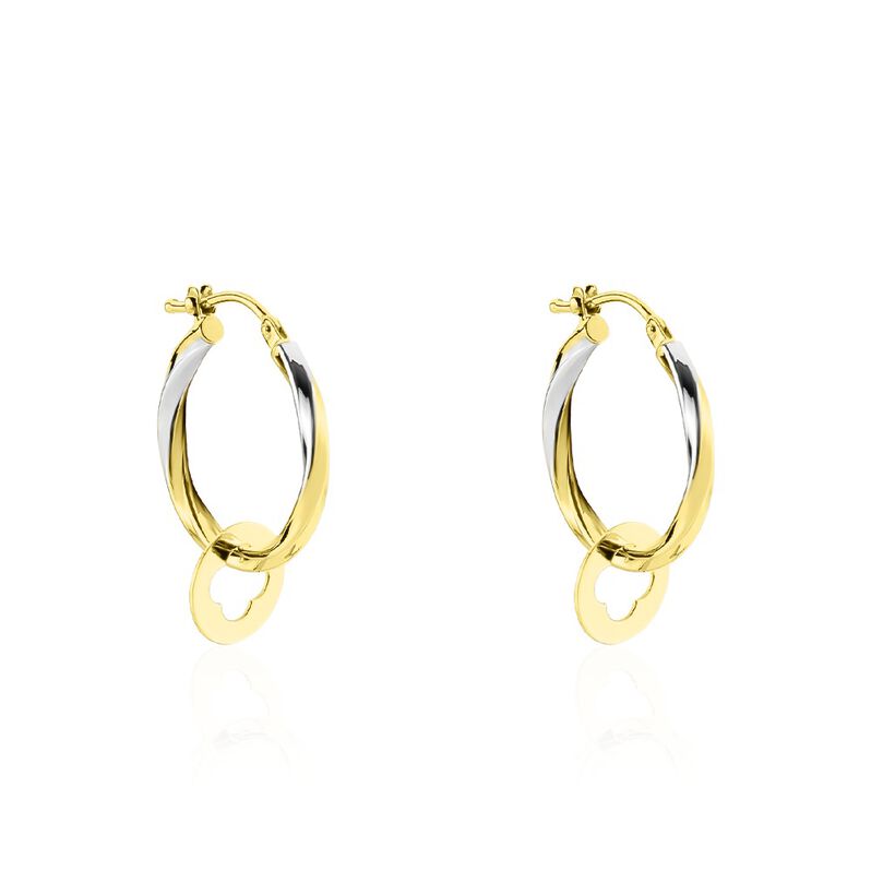 Damen Creolen mit Anhänger Gold 375 Bicolor Kleeblatt - Creolen Damen | OROVIVO