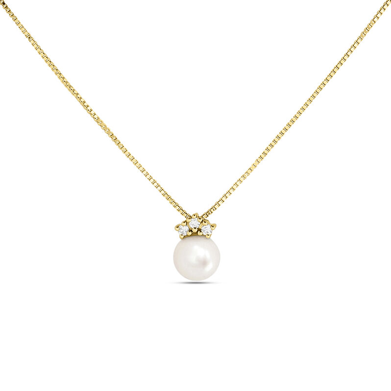 Collana Gabrielle Precious Oro Giallo Perla D'Acqua Dolce Diamante - Spannringe Damen | OROVIVO