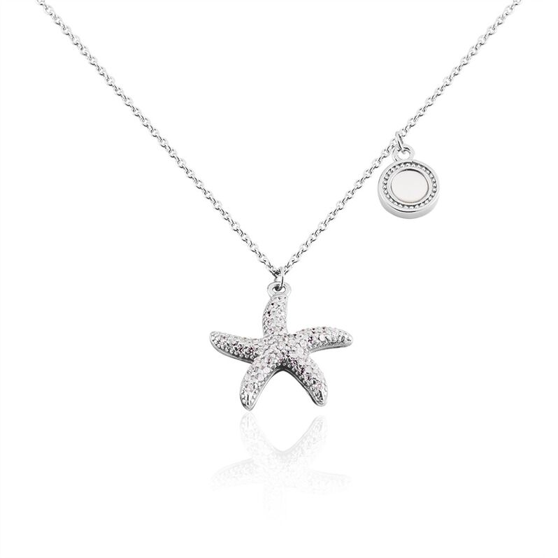ZVEZDALINA Damen Collier Silber 925 Perlmutt Perlmutt Seestern B 1,1 mm - Halsketten Damen | OROVIVO